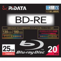 RiDATA BDRE130PW2X20PSCC 繰り返し録画用BD-RE ワイドプリントレーベルディスク 1～2倍速 25GB 20枚スリムケース